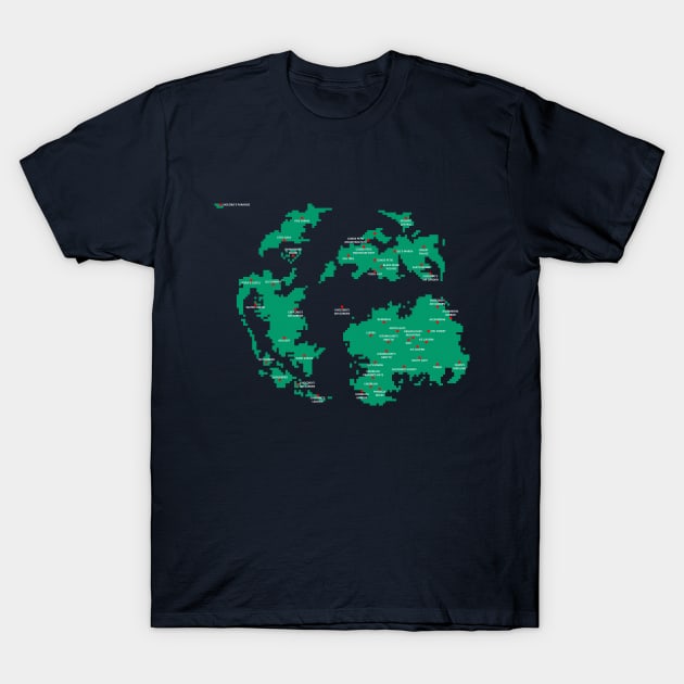 Pixelated Final Fantasy 9 World Map T-Shirt by inotyler